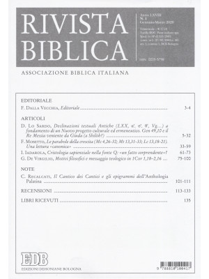 Rivista biblica (2020). Vol. 1