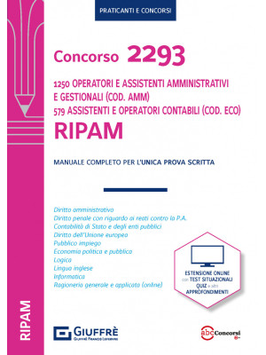 Concorso 2293 RIPAM 1250 operatori e assistenti amministrativi (Cod. AMM.) 579 assistenti e operatori amministrativo contabili (Cod. ECO)