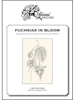 Fuchsias in bloom. A blackw...