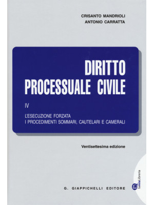 Diritto processuale civile. Vol. 4: L'esecuzione forzata, i procedimenti sommari, cautelari e camerali