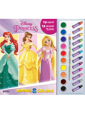 Disney Princess. Dipingi & colora. Ediz. a colori. Con 10 acquerelli. Con 12 pastelli a cera
