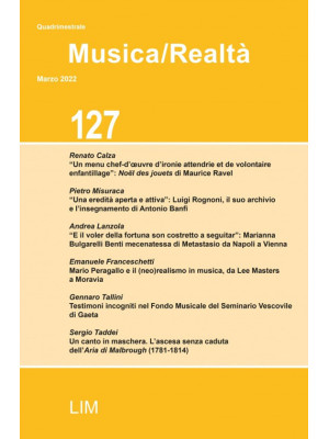 Musica/realtà (2022). Vol. 127