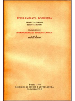 Epigrammata Bobiensia. Vol....